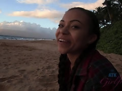 Adriana sees a turtle while snorkeling