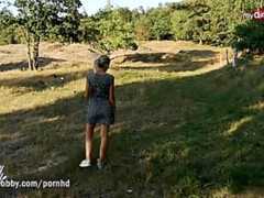 Sperma, Hondjeshouding, Duits, Likken, Natuurlijke tieten, Buiten, Gezichtspunt, Openbaar