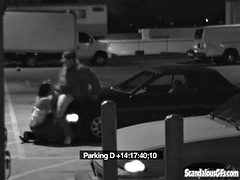 Whore cock sucking the security guard