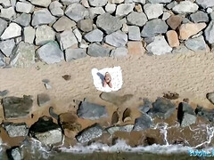 Grosser schwanz, Bikini, Blondine, Im freien, Zierlich, Öffentlich, Realität, Spanisch