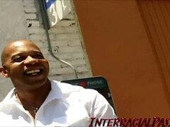 Cute white girl takes 2 big black cocks!