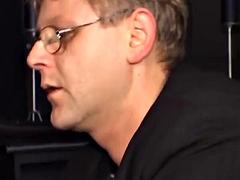 Redhead German slut dominated by two horny dudes