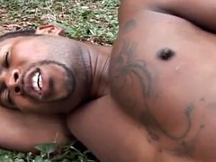 Anal, Noire, Tir de sperme, Noir ébène, Homosexuelle, Hard, Muscle, De plein air