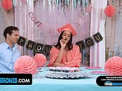 Graduation surprise - daughter-in-law takes on three big taboo sausages at once