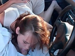 Kont, Pijpbeurt, Auto, Vingeren, Handbeurt, Buiten, Roodharige vrouw, Tiener