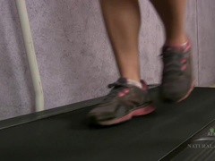 Cora works out then spreads her fur