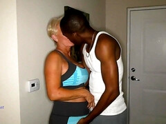 Real Mature blonde in interracial amateur hardcore with cum in mouth