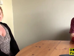 Throatfucked UK marionette slapped until red moist