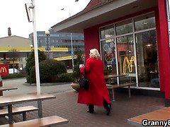 Huge old grandma sucks and rides young dick