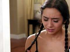 Culo, Morena, Rostro sentado, Besar, Coleta, Medias largas, Trio, Tetas