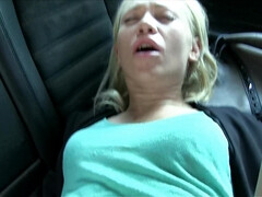 Pretty Blonde Heading To Airport Gives Cabbie Head Instead - Closeup POV pussy fucking