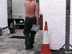 Guy pleases plump blonde neighbor