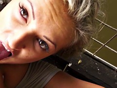 Bigtitted euro pulled outdoors and jizzed on