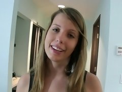 A sexy blonde is getting a facial after a blow job in this video