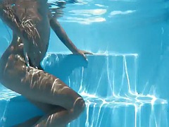 Euro blonde small tits pornstar Zazie swimming nude