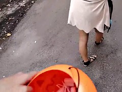 Teen BFFS fucks a giant dick in a trick or treat