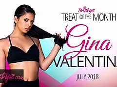 Gina Valentina's young tight ass gets a twisty twist while getting her tiny boobs and hairy pussy pleasured
