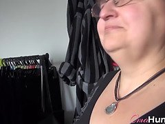 Watch this chubby granny orgasm while getting off with lesbian toys