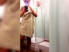 SPY web cam in bathroom with scorching redhead