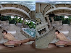 VR BANGERS nude Charlie Summer sucks cock in the jacuzzi - outdoor sex in first person, VR porn
