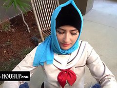 Angeline Red: The hijab-wearing chick with a thirst for hardcore sex & cum on her tight pussy