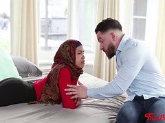 Innocent muslim step-sister in hijab fucks brother-in-law- Maya Farrell