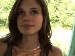 Outdoor petite Patricia blows unknow