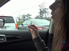 A rainy day trip to the falls ends with a car orgasm.