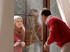 Elderly man invites neighbor girl to his place to fuck