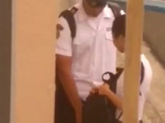 Female goes down for customs officer on hidden camera