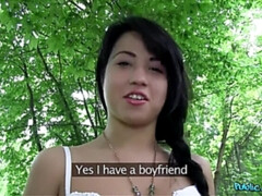 Sexy black haired russian fucked in the woods