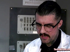 Blonde shemale is punished and anal fucked