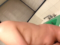 Aziatisch, Badkamer, Sperma, Seksspeelgoed, Likken, Masturbatie, Tiener, Vibrator