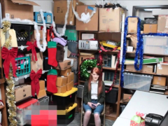 Petite redhead teen thief humiliated by a perv mall cop