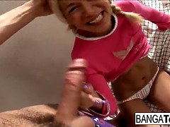 Teen gets pleasured with a Hitachi before getting fucked!