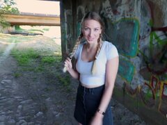 素人, デカパイ, ブロンド, イマラチオ, チン, バック, ドイツ人, アウトドア