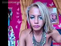 Blonde she-male jams Her rump With a Dildo - ShemaleDreamCams.Com