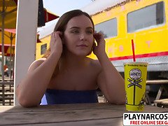 Blondine, Geschnappt, Handjob, Masturbation, Zierlich, Muschi, Rau, Ablutschen