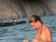 素人, ビーチ, ブロンド, 乳首, アウトドア, 現実, ソフトコア, のぞき