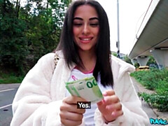 デカチン, デカパイ, 茶髪の, バック, お金, アウトドア, ガリガリ, ティーン