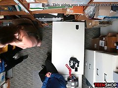 Teen thief tag teamed by security guards in the back office