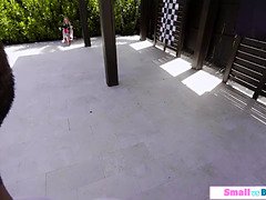 Guy fucks petite teen while carrying her