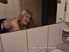 Amateur Blonde Fucked In Public Toilet