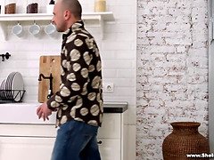 アナル, 美人, フェラチオ, 茶髪の, キス, なめる, オマンコ, ガリガリ