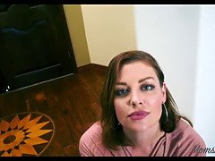 Stepson gets a hard talking from a busty redhead MILF Sovereign Syre and she rides him like a pro