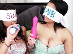 Real Slut Party. Blindfolded Babes Show Oral Skills. Part 1