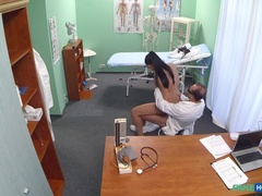 Leie, Arzt, Hundestellung, Krankenschwester, Büro, Pov, Muschi, Uniform