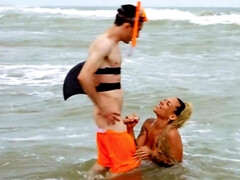 Playa, Mamada, Corridas faciales, Al aire libre, Adolescente