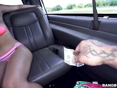 18yo Marilyn Mansion shows her big natural tits in the bus