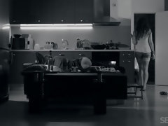 Morena, Pareja, Semen en la boca, Natural, Fumando, Solo, Chorro, Medias largas